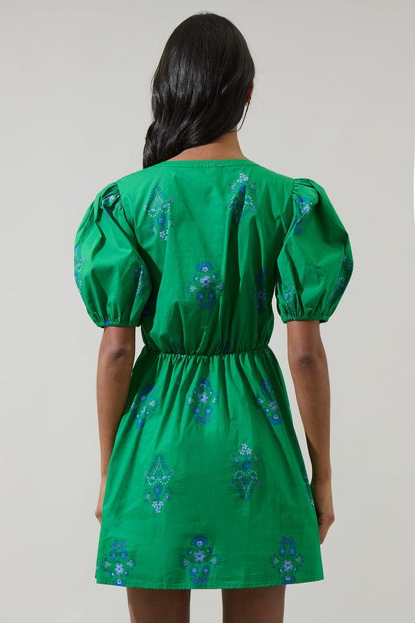 Sugarlips Halina Floral Alba Puff Sleeve Mini Dress