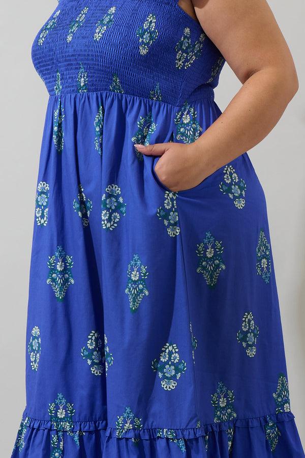 Sugarlips Haline Floral Liora Smocked Midi Dress Curve