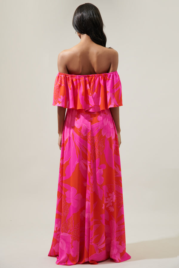 Sugarlips Hana Tropics Enamored Off The Shoulder Ruffle Dress