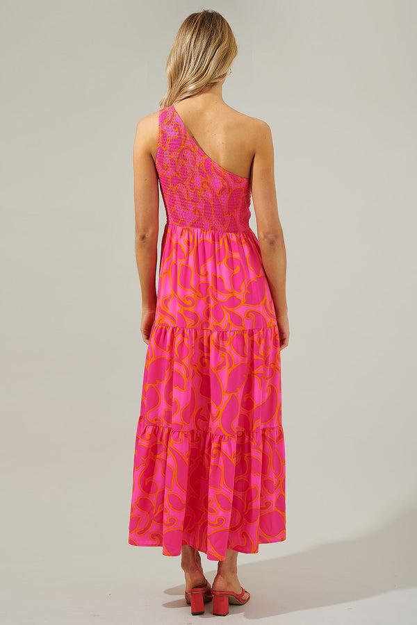 Sugarlips Hardy Floral Smocked One Shoulder Lys Maxi Dress