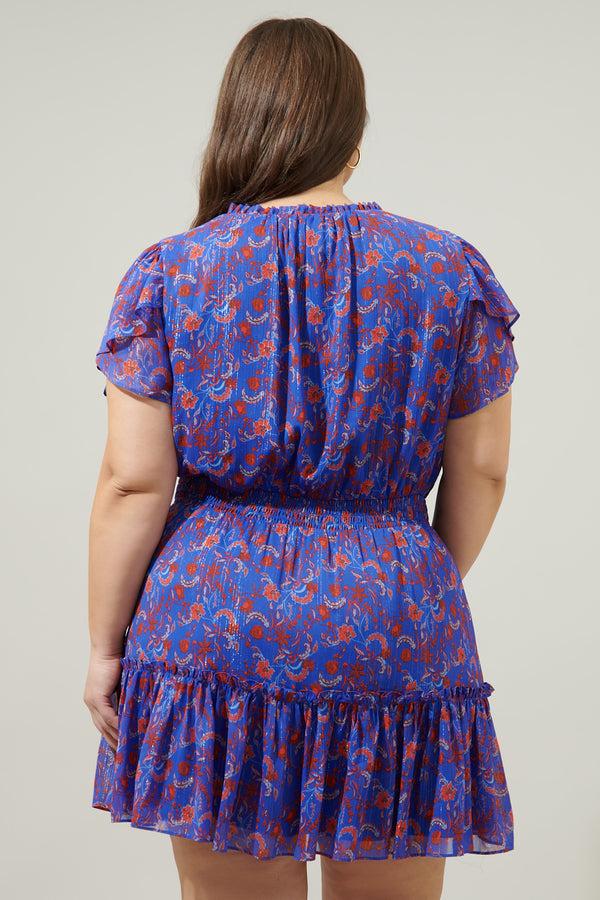 Sugarlips Harlann Floral Bumble Ruffle Mini Dress Curve
