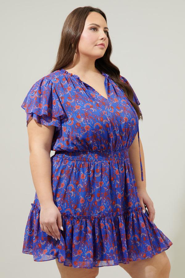 Sugarlips Harlann Floral Bumble Ruffle Mini Dress Curve