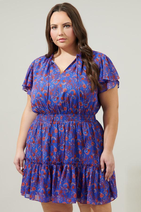 sugarlips Harlann Floral Bumble Ruffle Mini Dress Curve