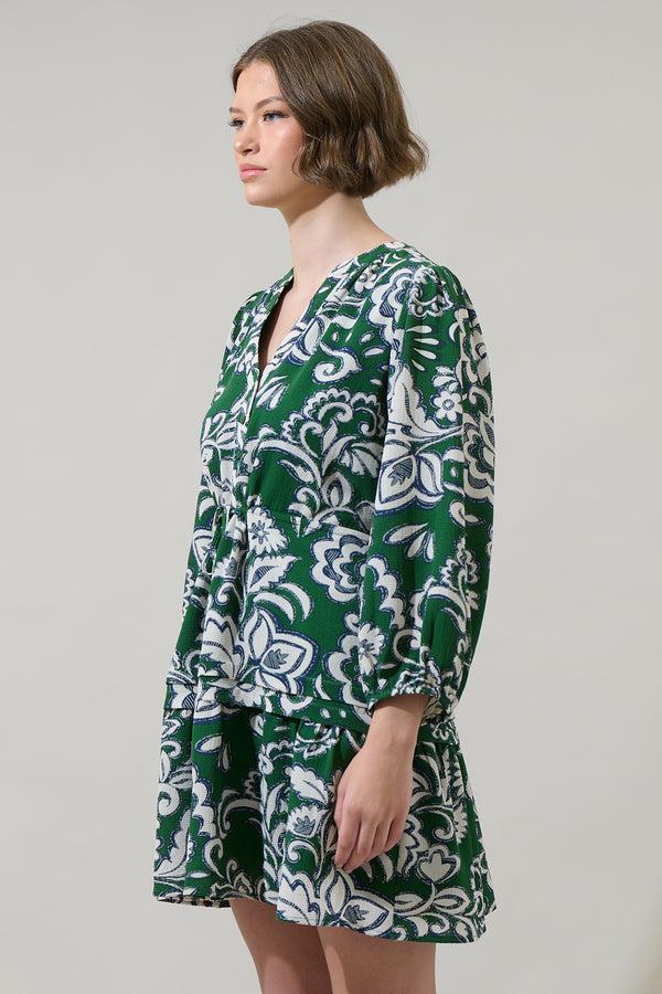 Sugarlips Harriet Floral Barie Button Down Mini Dress