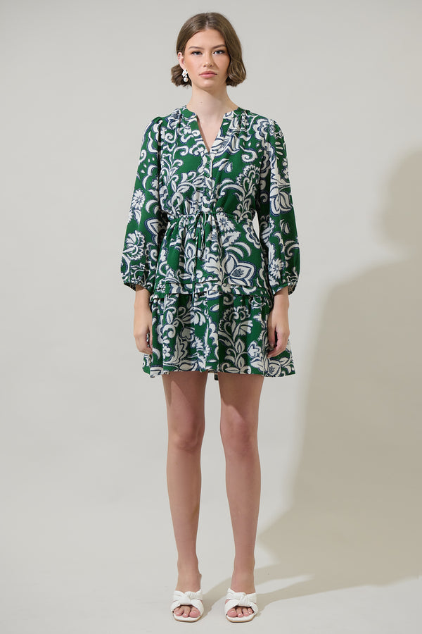Sugarlips Harriet Floral Barie Button Down Mini Dress