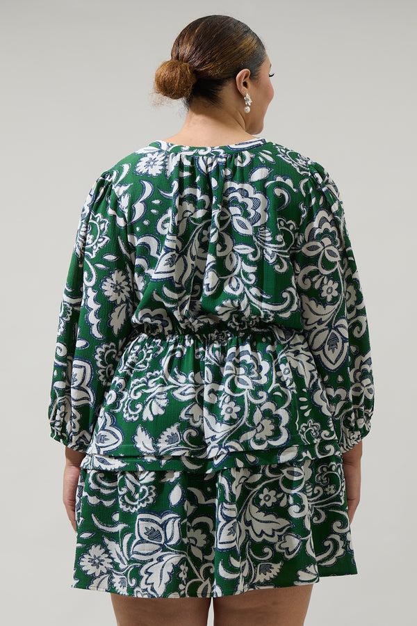 Sugarlips Harriet Floral Barie Button Down Mini Dress Curve