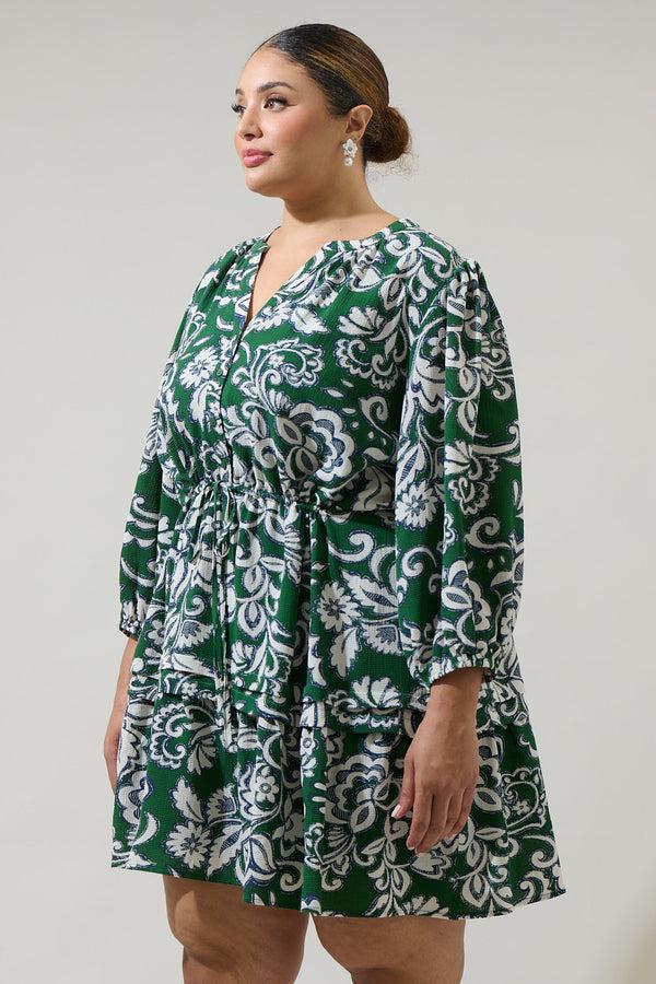 Sugarlips Harriet Floral Barie Button Down Mini Dress Curve