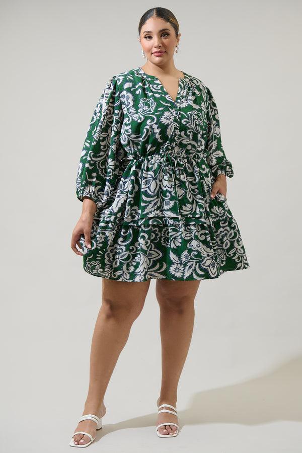 Sugarlips Harriet Floral Barie Button Down Mini Dress Curve