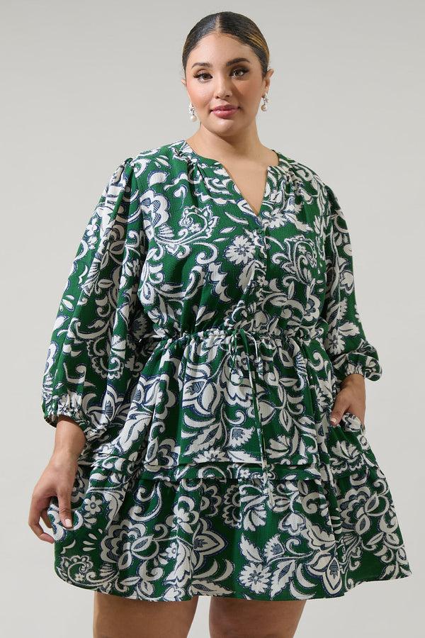sugarlips Harriet Floral Barie Button Down Mini Dress Curve