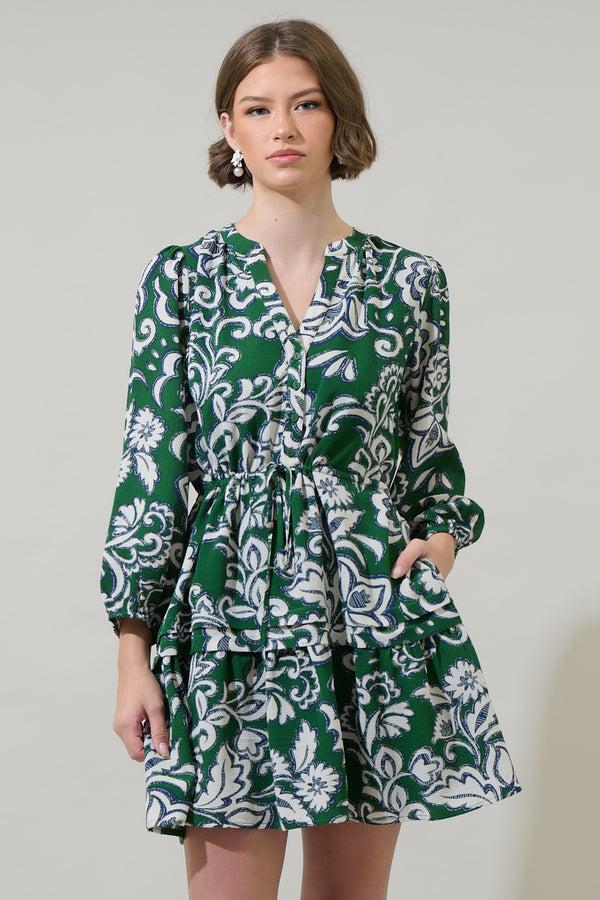 sugarlips Harriet Floral Barie Button Down Mini Dress
