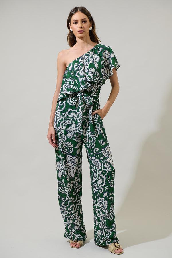 Sugarlips Harriet Floral Kaley One Shoulder Jumpsuit