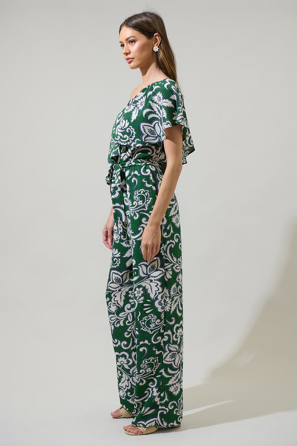 Sugarlips Harriet Floral Kaley One Shoulder Jumpsuit
