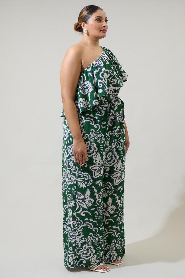 Sugarlips Harriet Floral Kaley One Shoulder Jumpsuit Curve