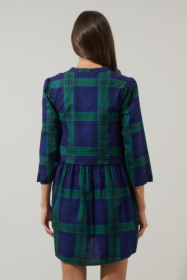 Sugarlips Harrisville Plaid Brie Button Down Mini Dress