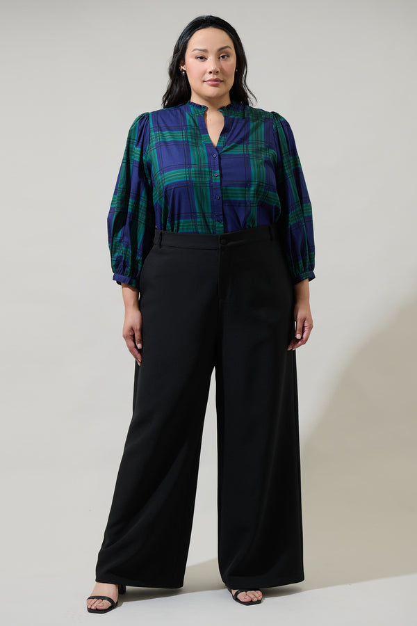 Sugarlips Harrisville Plaid Ima Button Up Top Curve