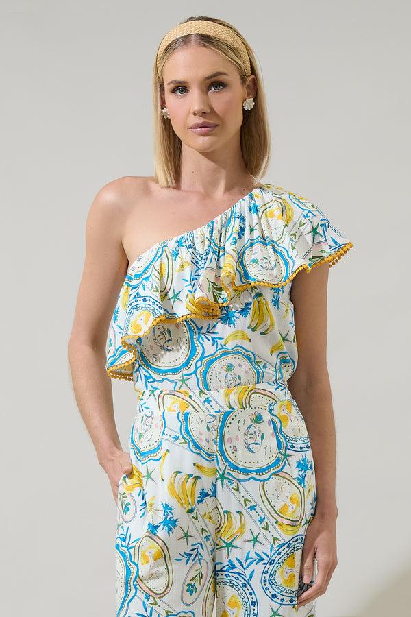 Sugarlips Harvest Island Brinley One Shoulder Ruffle Top