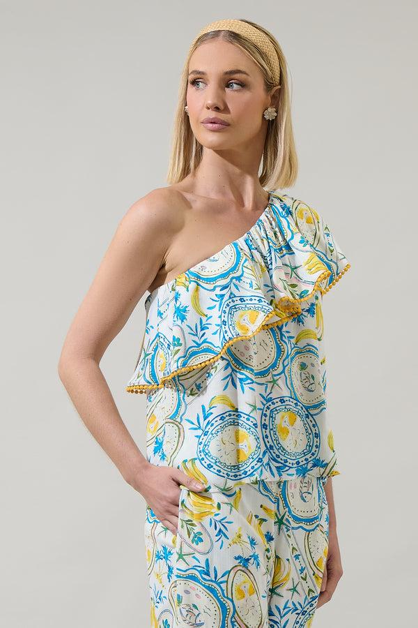Sugarlips Harvest Island Brinley One Shoulder Ruffle Top