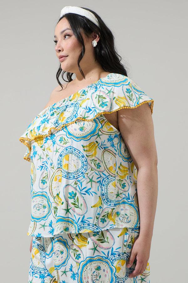 Sugarlips Harvest Island Brinley One Shoulder Ruffle Top Curve