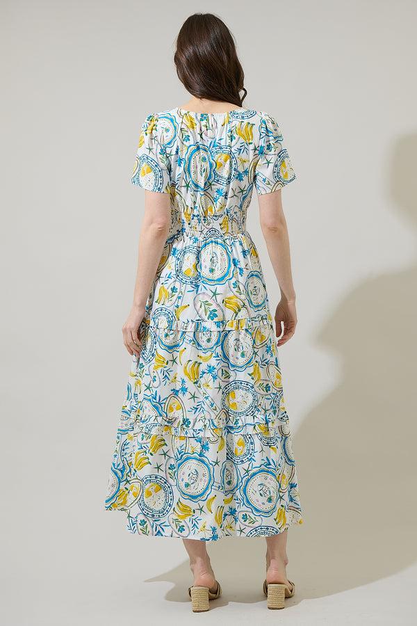 Sugarlips Harvest Island Palmer Poplin Tiered Maxi Dress