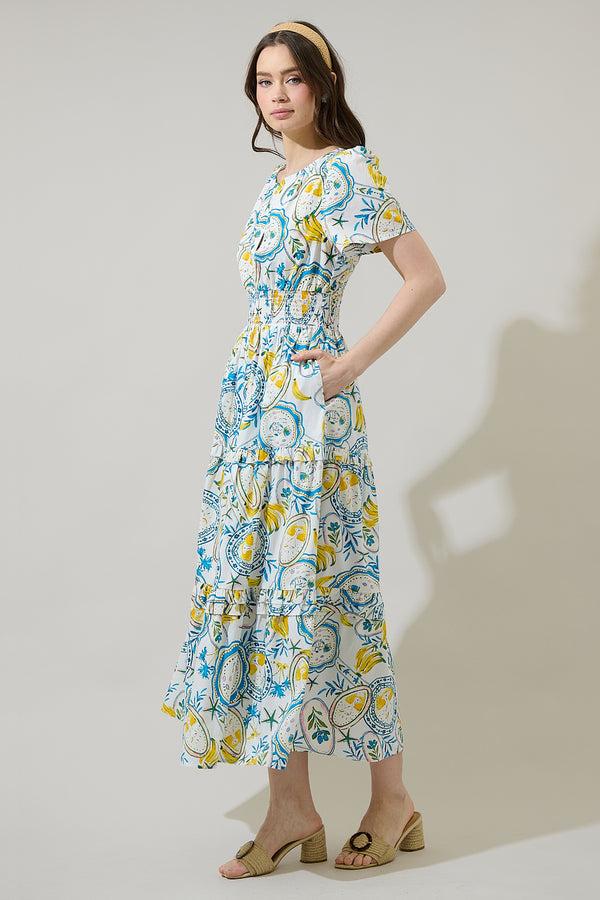 Sugarlips Harvest Island Palmer Poplin Tiered Maxi Dress