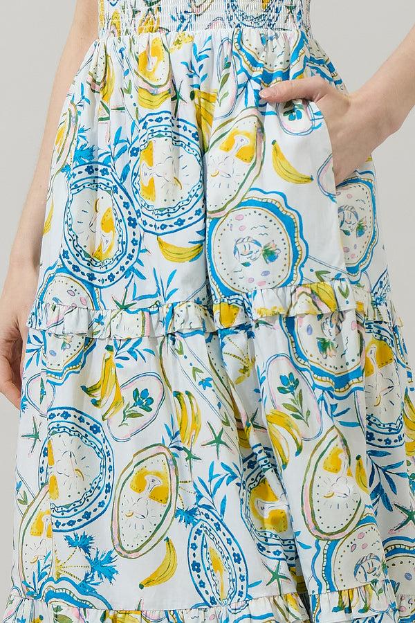 Sugarlips Harvest Island Palmer Poplin Tiered Maxi Dress