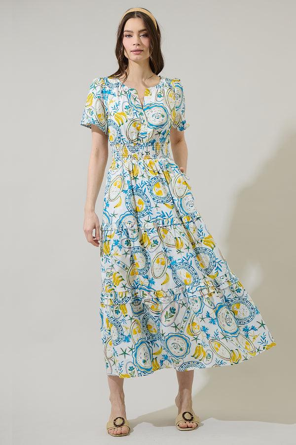 sugarlips Harvest Island Palmer Poplin Tiered Maxi Dress