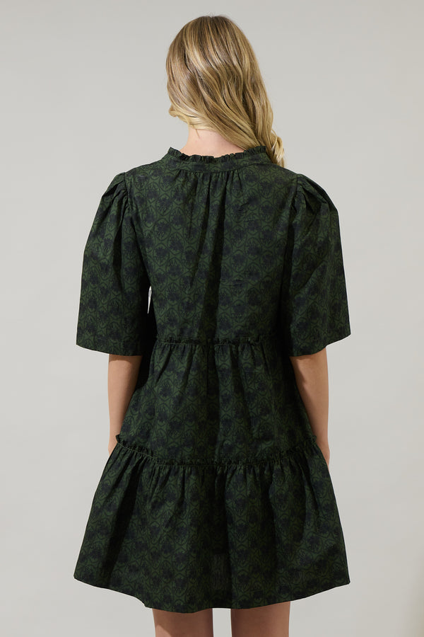 Sugarlips Haslet Floral Dixie Split Neck Shift Dress
