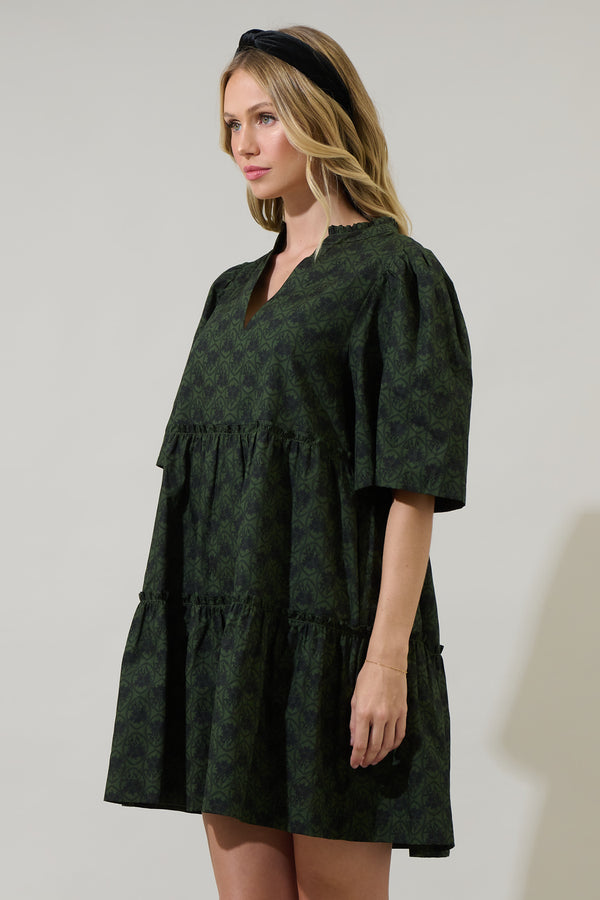 Sugarlips Haslet Floral Dixie Split Neck Shift Dress