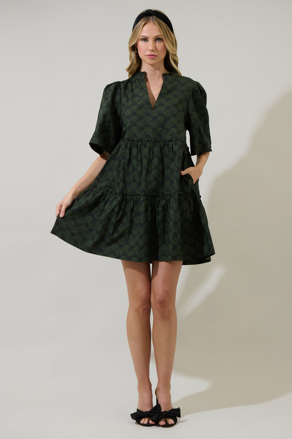 Sugarlips Haslet Floral Dixie Split Neck Shift Dress