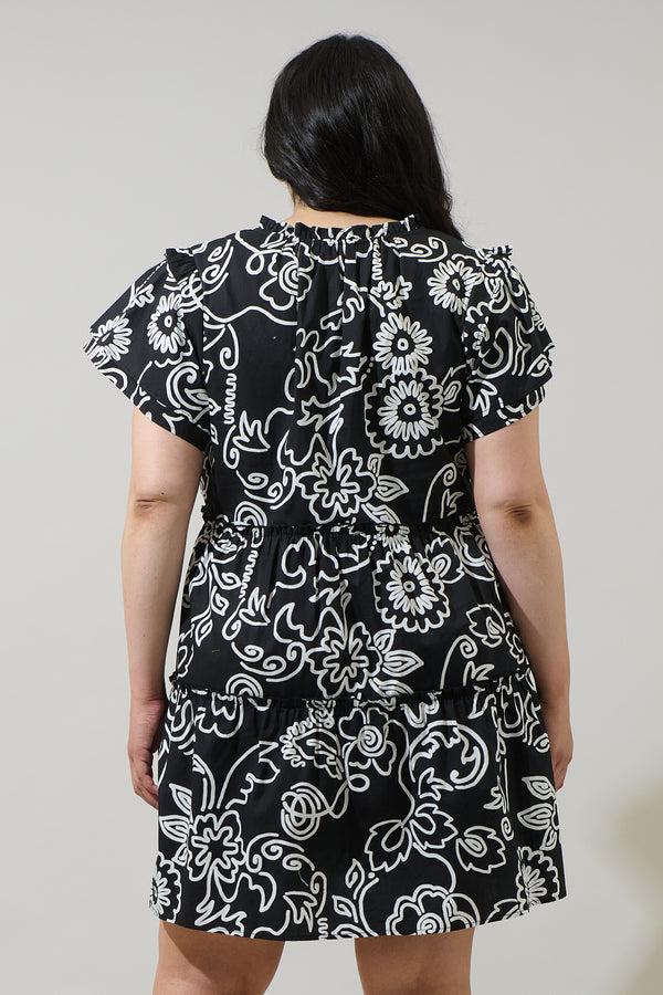 Sugarlips Haylie Floral Empire Tiered Mini Dress Curve