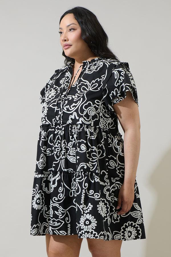 Sugarlips Haylie Floral Empire Tiered Mini Dress Curve