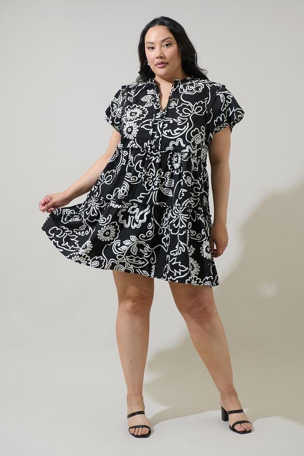 Sugarlips Haylie Floral Empire Tiered Mini Dress Curve