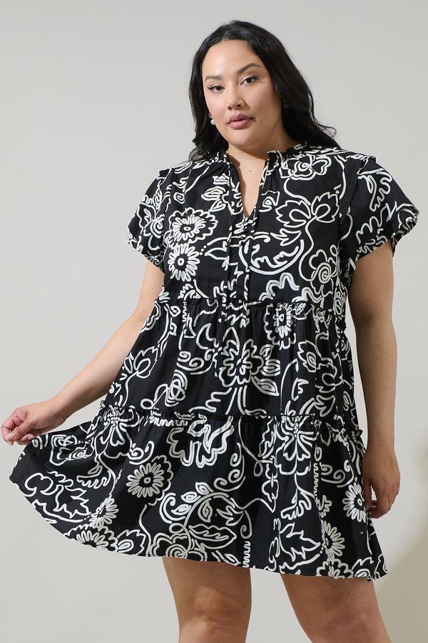 sugarlips Haylie Floral Empire Tiered Mini Dress Curve