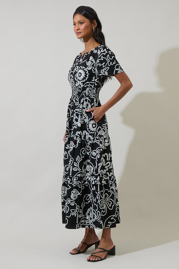 Sugarlips Haylie Floral Palmer Poplin Tiered Maxi Dress