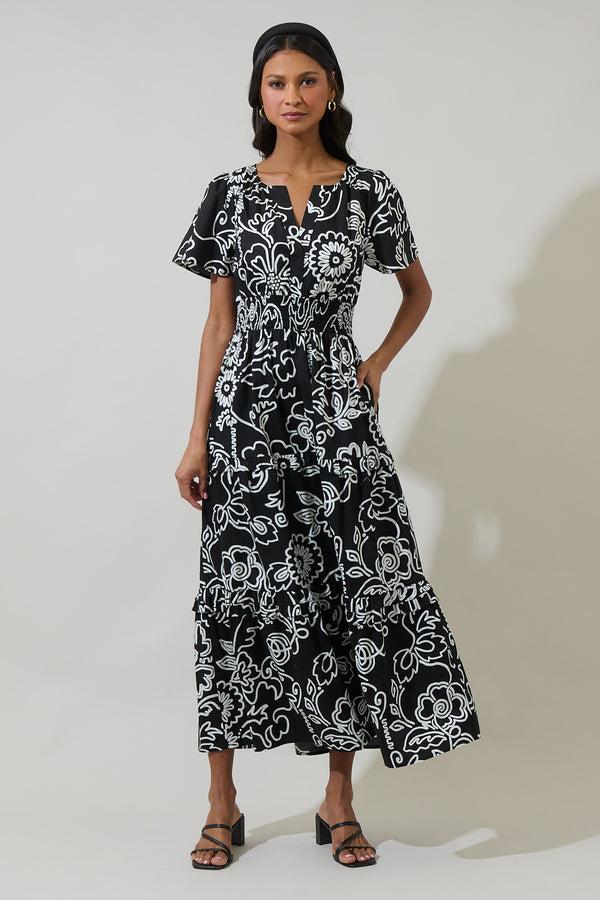 sugarlips Haylie Floral Palmer Poplin Tiered Maxi Dress