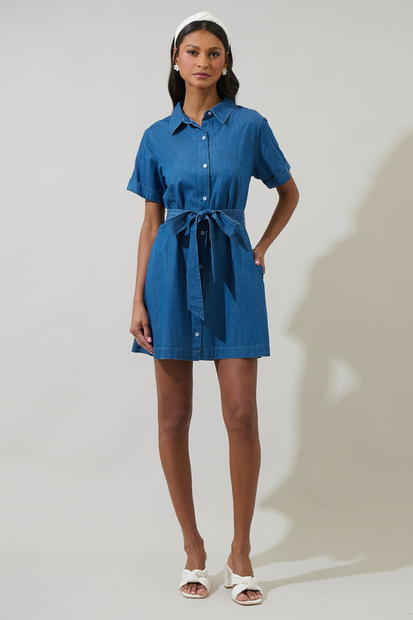 Sugarlips Haysville Denim Gracey Button Down Mini Dress