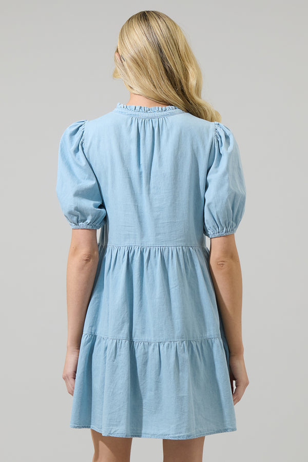 Sugarlips Haysville Jacey Babydoll Chambray Mini Dress