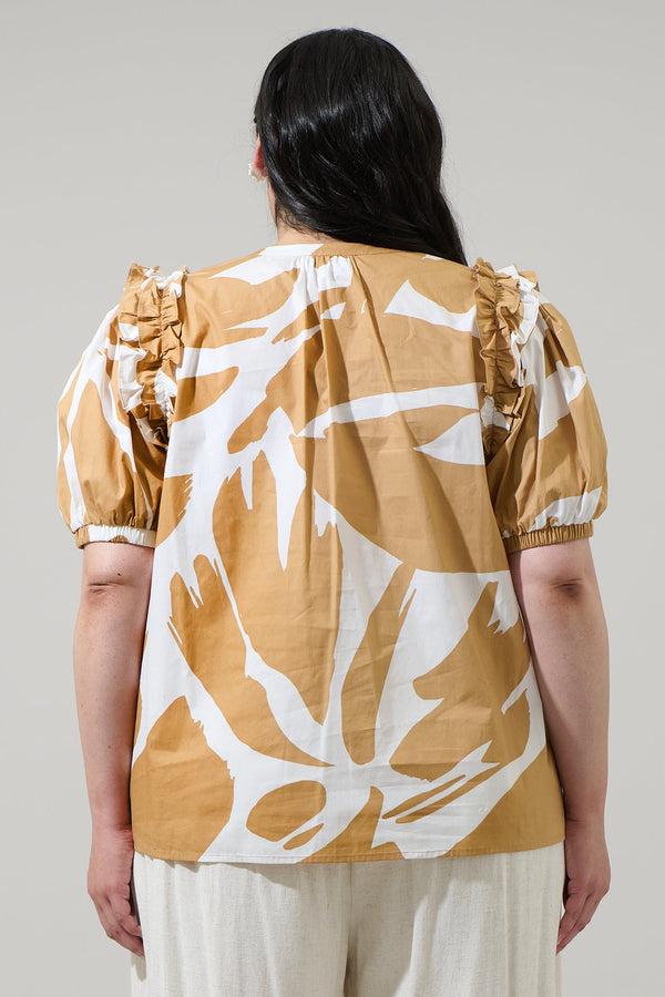 Sugarlips Hazel Abstract Noche Tie Neck Blouse Curve