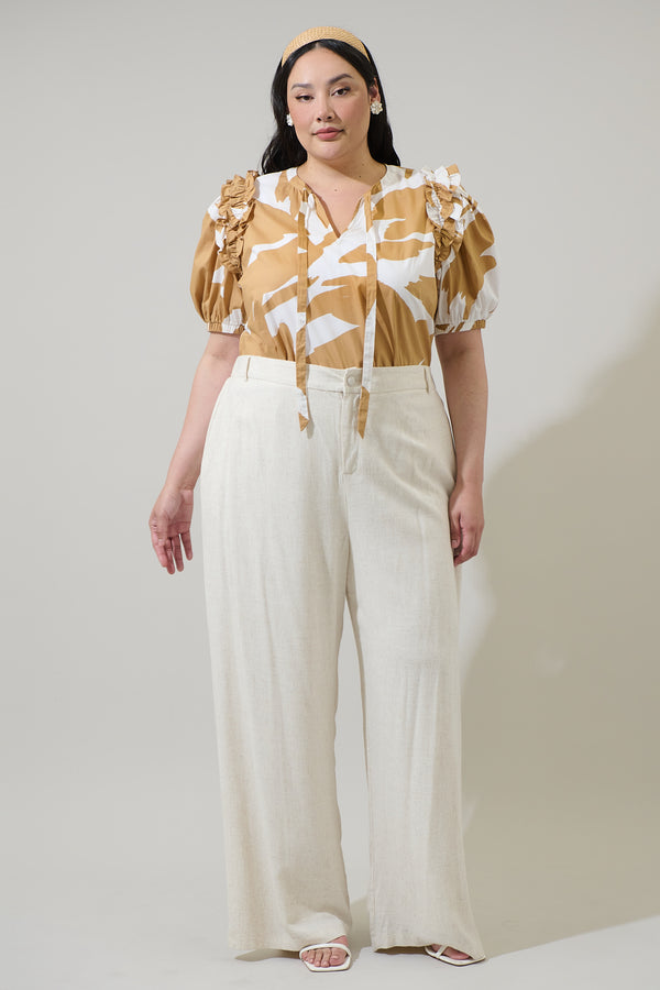 Sugarlips Hazel Abstract Noche Tie Neck Blouse Curve