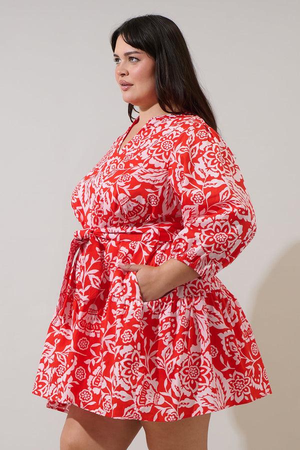 Sugarlips Hazen Floral Leola Shift Mini Dress Curve