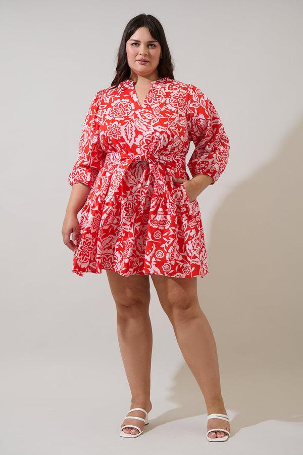 Sugarlips Hazen Floral Leola Shift Mini Dress Curve
