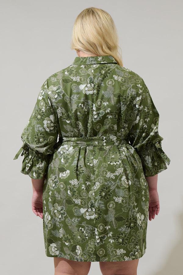 Sugarlips Hazleton Floral Emelia Button Up Mini Dress Curve