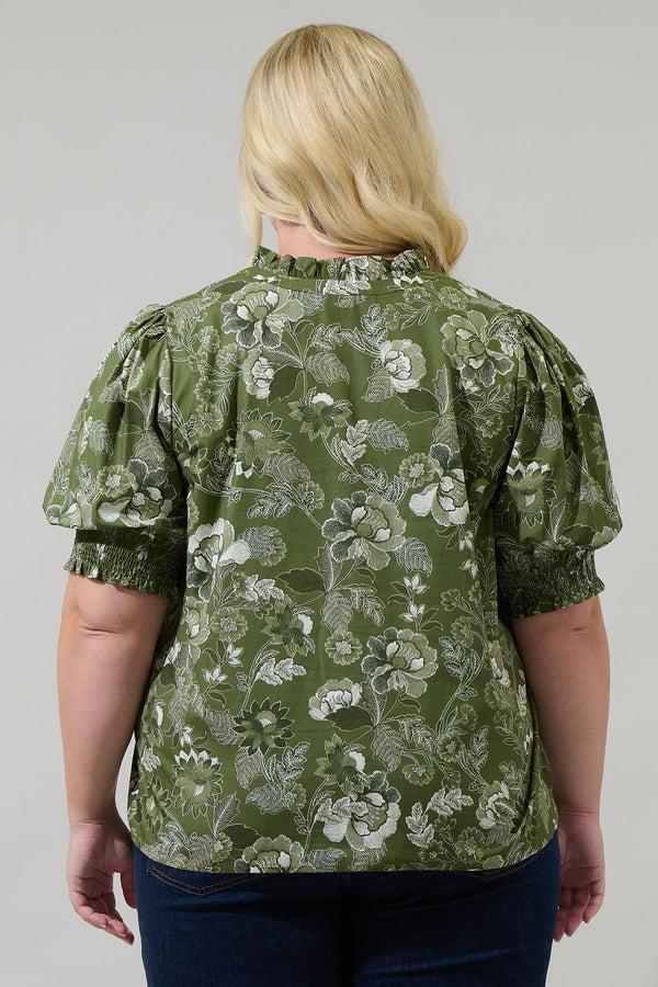 Sugarlips Hazleton Floral Reign Split Neck Top Curve