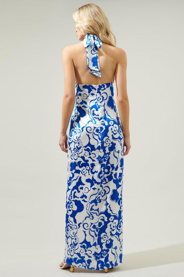 Sugarlips Helsinki Floral Tilda Satin Halter Maxi Dress
