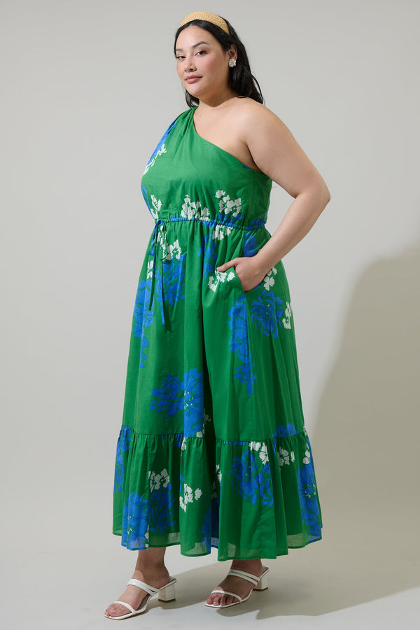 Sugarlips Hemmi Floral Elya One Shoulder Maxi Dress Curve