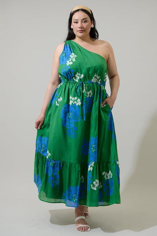 sugarlips Hemmi Floral Elya One Shoulder Maxi Dress Curve