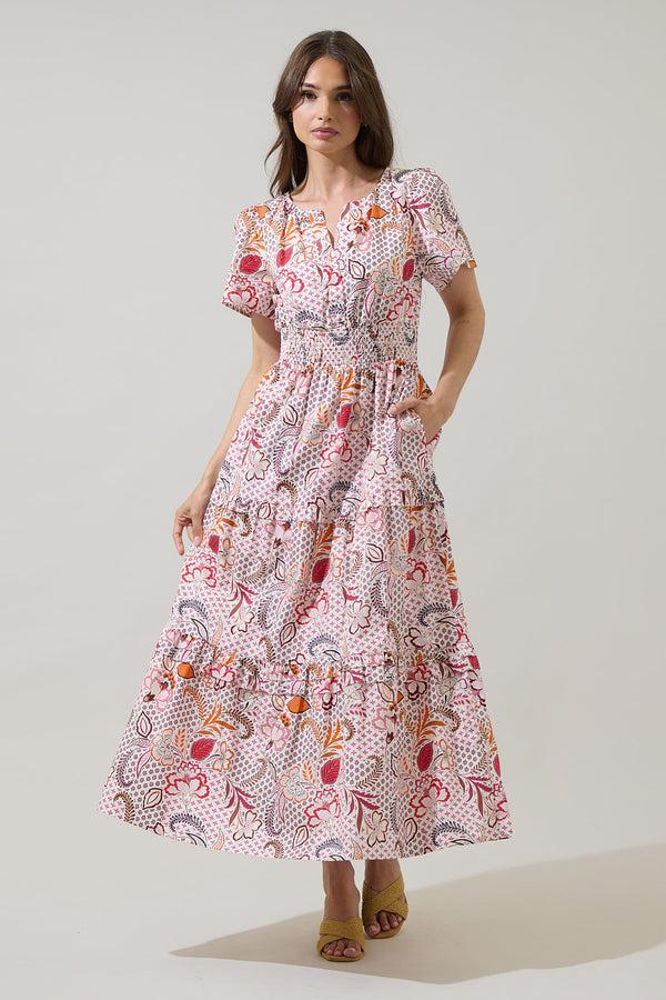 Sugarlips Hendry Floral Palmer Poplin Tiered Maxi Dress