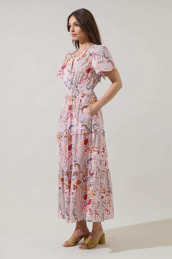 Sugarlips Hendry Floral Palmer Poplin Tiered Maxi Dress