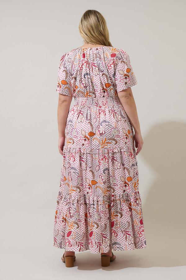 Sugarlips Hendry Floral Palmer Poplin Tiered Maxi Dress Curve