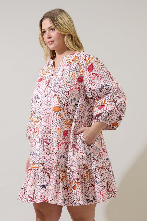 Sugarlips Hendry Floral Velma Ruffle Shift Dress Curve